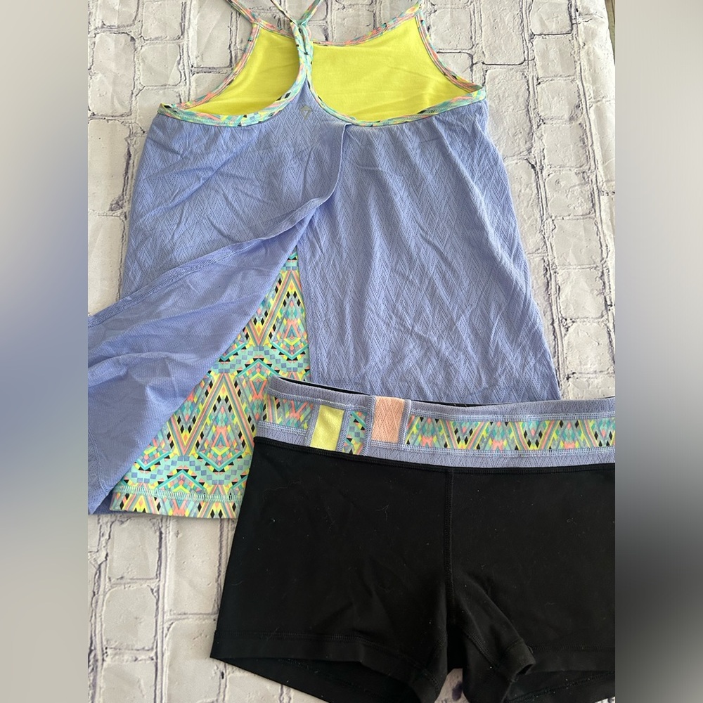 IVIVVA by LULULEMON girls size 12 soft cotton tank / reversible shorts set
